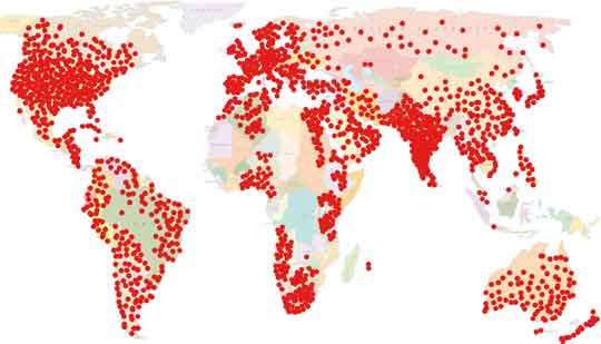 World map showing spread and use of Question Tools software